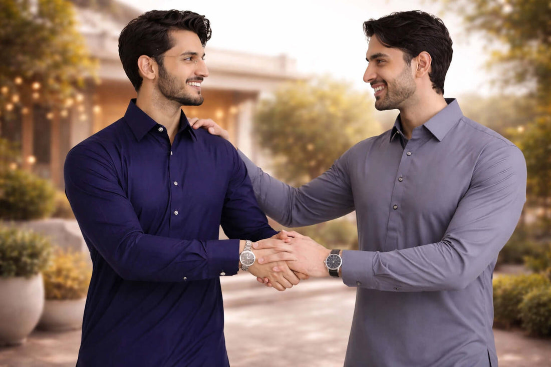 Mens Grey and Navy kameez shalwar australia