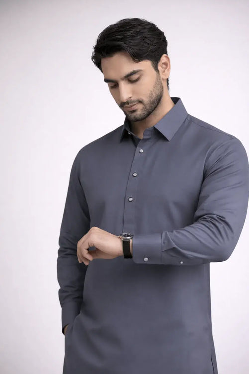 Mens Designer  Slate Grey Kameez Shalwar